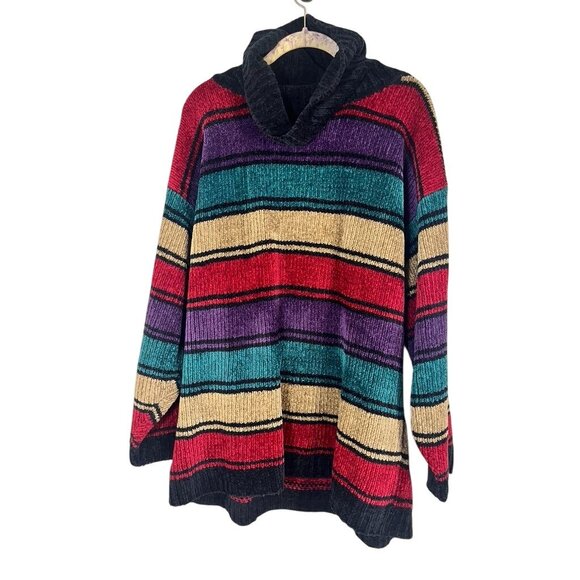Retro Knit Striped Sweater L Red Academia Preppy Grunge Classic Preppy Chic 80s - Picture 1 of 8